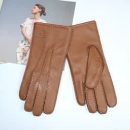 New Women's Deerskin Gloves Leather Color Fashion Wool Knitted Lining Hand-Stitched Outdoor Driving and Cycling Warm Gloves