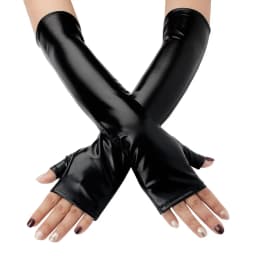Women Patent leather Long Fingerless Half finger Gloves Punk Halloween Party Festival Arm Sleeves Cosplay Dance Accessories