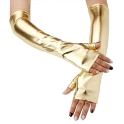 Women Patent leather Long Fingerless Half finger Gloves Punk Halloween Party Festival Arm Sleeves Cosplay Dance Accessories
