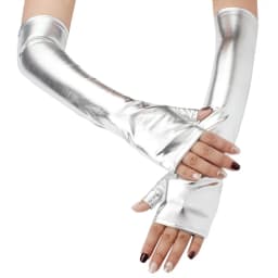 Women Patent leather Long Fingerless Half finger Gloves Punk Halloween Party Festival Arm Sleeves Cosplay Dance Accessories