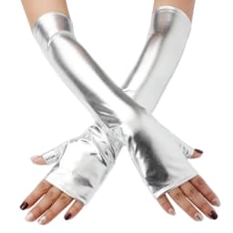 Women Patent leather Long Fingerless Half finger Gloves Punk Halloween Party Festival Arm Sleeves Cosplay Dance Accessories