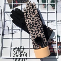Winter New Fashion Sexy Opening Design Leopard Print Gloves Women Touch Screen Warm Full Finger Gloves Elegant Soft Mittens G083
