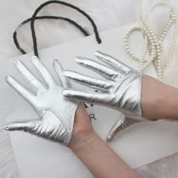 Women's Runway Patent Leather Gloves Men's Half Palm Glove Fashion Female Performance Dancing Party Genuine Leather Sexy Glove