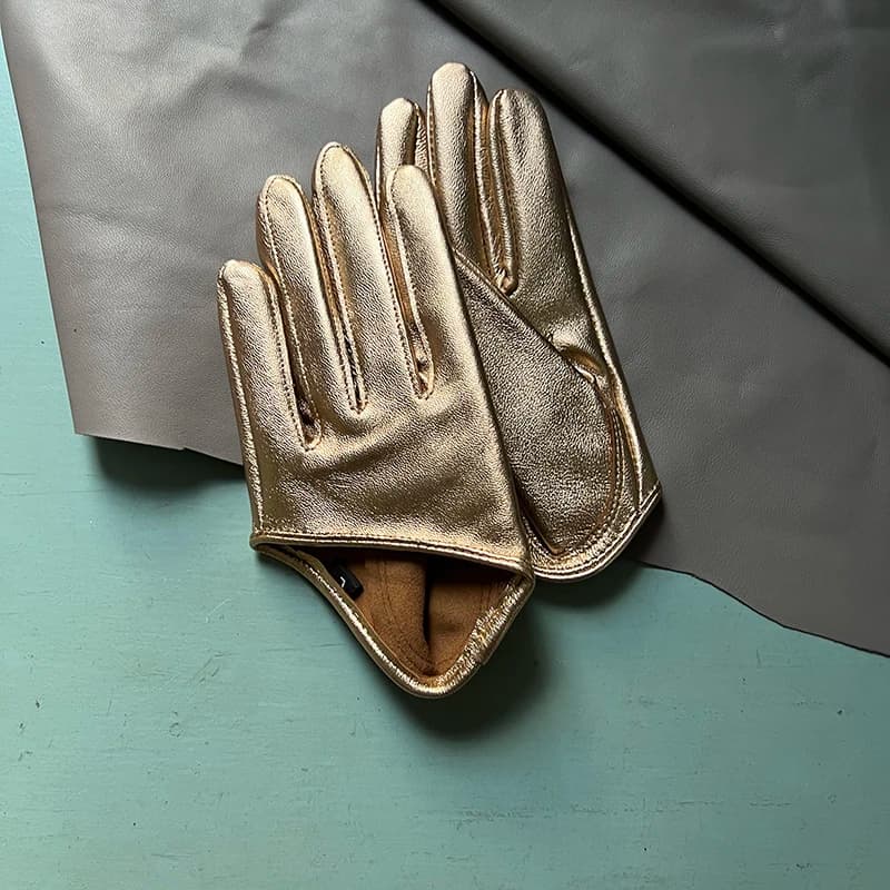 Women's Runway Patent Leather Gloves Men's Half Palm Glove Fashion Female Performance Dancing Party Genuine Leather Sexy Glove