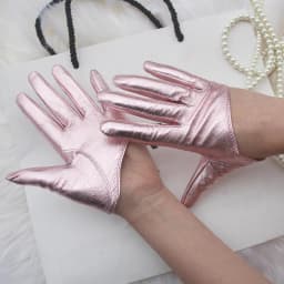 Women's Runway Patent Leather Gloves Men's Half Palm Glove Fashion Female Performance Dancing Party Genuine Leather Sexy Glove