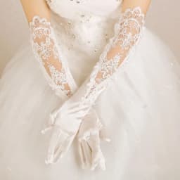 Women Satin Smooth Long Lace Flower Embroidery Hollow Banquet Wedding Bride Gloves Opera Elegant Evening Dress Accessories