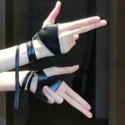 Women Black Strap PU Leather Half-Finger Fingerless Sexy Gloves Punk Hip-Hop Stage Perfermence Cosplay Costume Accessories