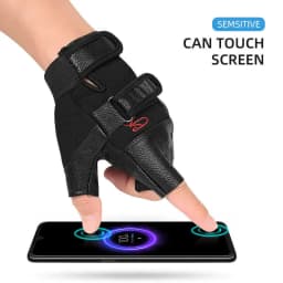 Men's Half Finger Leather Fitness Gloves Bike Sport Gloves Gym Exercise Men Black Rivets Punk Gloves