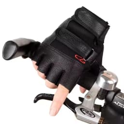 Men's Half Finger Leather Fitness Gloves Bike Sport Gloves Gym Exercise Men Black Rivets Punk Gloves