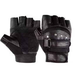Men's Half Finger Leather Fitness Gloves Bike Sport Gloves Gym Exercise Men Black Rivets Punk Gloves