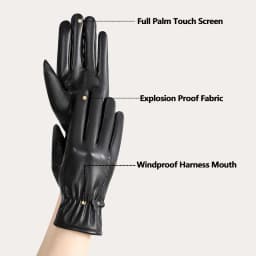 Winter Gloves For Women Genuine Leather Gloves Outdoor Cycling Black Real Sheepskin Keep Warm Driving Motorcycle Gloves