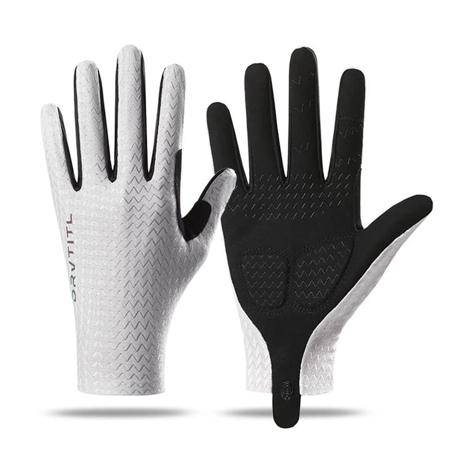 Ice silk full finger bicycle gloves for men and women, outdoor sports, fitness, driving, fishing, high elasticity, comfortable