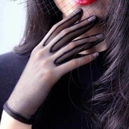 1 Pairs Women Vintage Elegant Gloves Lace Full Finger Gloves Short Tulle Etiquette Stretchy Black Transparent Driving Mittens