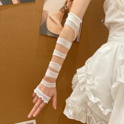 Y2K Lolita Women Girls Striped Gloves Warmer Knitted Long Striped Fingerless JK Gloves Elbow Mittens Party Lolita Accessories