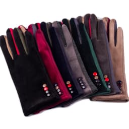 Autumn Winter Women Embroidery Touch Screen Mitten Female Button Suede Leather Velvet Cashmere Full Finger Warm Bow Glove F9