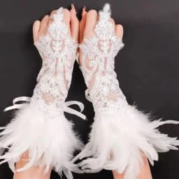1PC Sexy Lace Feather Gloves Gothic Mesh Sleeve Halloween Party Wedding Stage Dance Performance Sleeve Wrist Cuffs Gloves