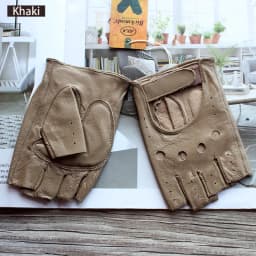 New Women's Sheepskin Half Finger Gloves Leather Single Layer Unlined Thin Hollow Fitness Driver Motorcycle Leather Gloves