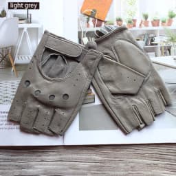 New Women's Sheepskin Half Finger Gloves Leather Single Layer Unlined Thin Hollow Fitness Driver Motorcycle Leather Gloves