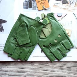 New Women's Sheepskin Half Finger Gloves Leather Single Layer Unlined Thin Hollow Fitness Driver Motorcycle Leather Gloves