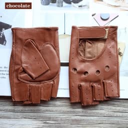 New Women's Sheepskin Half Finger Gloves Leather Single Layer Unlined Thin Hollow Fitness Driver Motorcycle Leather Gloves