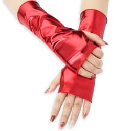 Women 23CM Patent Leather Cosplay Gothic Style Sexy Tight Nightclub Fingerless Gloves Stage Performance Fashion Personality