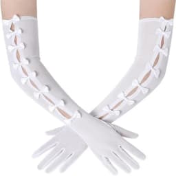 Women's 48cm Mesh Hollow Bows Fashion Personality Elastic Breathable Thin Long Gloves Lolita Cosplay Stage Performance Opera