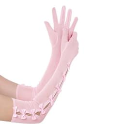 Women's 48cm Mesh Hollow Bows Fashion Personality Elastic Breathable Thin Long Gloves Lolita Cosplay Stage Performance Opera