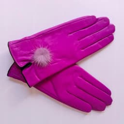 Genuine Leather Glove Women Warm Fashhion Winter Ladies Hand Warmer Gloves With Natural Mink Fur Ball Luxury Glove With Finger