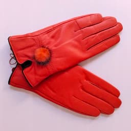 Genuine Leather Glove Women Warm Fashhion Winter Ladies Hand Warmer Gloves With Natural Mink Fur Ball Luxury Glove With Finger
