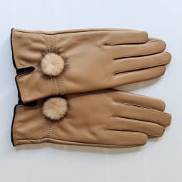 Genuine Leather Glove Women Warm Fashhion Winter Ladies Hand Warmer Gloves With Natural Mink Fur Ball Luxury Glove With Finger