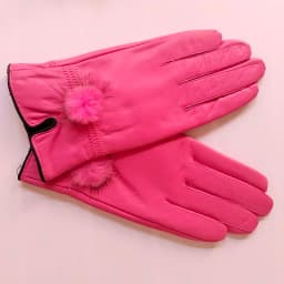 Genuine Leather Glove Women Warm Fashhion Winter Ladies Hand Warmer Gloves With Natural Mink Fur Ball Luxury Glove With Finger