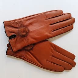 Genuine Leather Glove Women Warm Fashhion Winter Ladies Hand Warmer Gloves With Natural Mink Fur Ball Luxury Glove With Finger