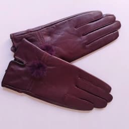 Genuine Leather Glove Women Warm Fashhion Winter Ladies Hand Warmer Gloves With Natural Mink Fur Ball Luxury Glove With Finger