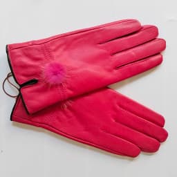 Genuine Leather Glove Women Warm Fashhion Winter Ladies Hand Warmer Gloves With Natural Mink Fur Ball Luxury Glove With Finger