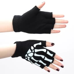 Skull Punk Gloves Black Neutral Half Finger Ghost Claw Knitted Gloves Exposed Finger Spot Nightlight Fingerless Elastic Gloves