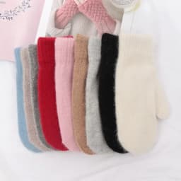 Soft Full Fingers Mittens Rabbit Hair Gloves Winter Keep Warm Korean Version of Solid Color All Fingers Winter Women Girl Gloves