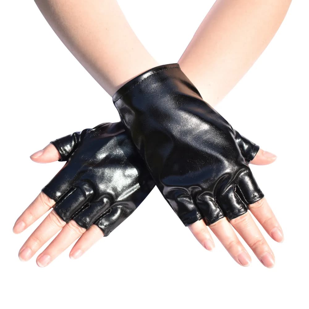 Short Punk Half-finger Patent Leather Gloves Comic Exhibition COSPLAY Gloves Cool Stage Performance Disco Hip-hop Sexy Glove