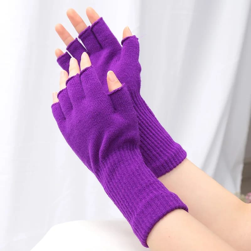 7 Colors Long Gloves Fingerless Knitted Gloves for Men Women Warm Stretch Elastic Winter Outdoor Mitten Cycling Accessories