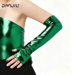 10 Colors 40CM Women Patent Leather Long Fingerless Gloves Cosplay Halloween Party Stage Performance Clubwea Music Festival