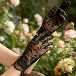25CM Women Lace Short Gloves Elegant Sheer Mesh Vintage Style for Wedding Bridal Tea Party Prom Cosplay Lolita Princess Sweety