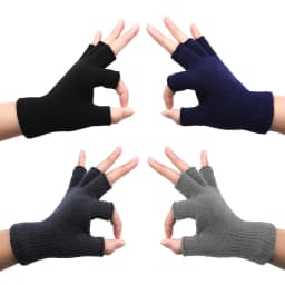 1 Pair Winter Half Finger Gloves Knitted Fingerless Mittens Warm Stretchy Gloves for Men and Women