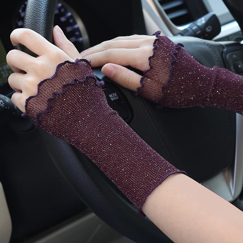 Women Hand Sleeve Wrist Cuffs Ruffled Floral Black Lace Elastic Bracelet Elegant Girls Wrist Gloves Thin and Breathable Decorate