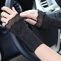 Women Hand Sleeve Wrist Cuffs Ruffled Floral Black Lace Elastic Bracelet Elegant Girls Wrist Gloves Thin and Breathable Decorate