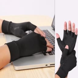 Sports Copper Fiber Health Care Half Finger Rehabilitation Training Gloves Anti slip Breathable Pressure Gloves
