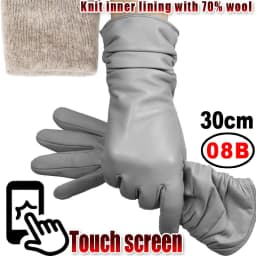 High-end Leather Sheepskin Gloves Women's Warm Knitted Flannel Lining Touch Screen Color Leather Gloves Driving Genuine New