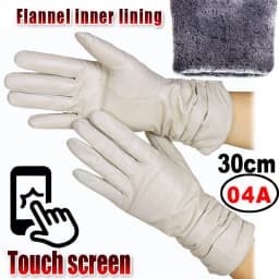 High-end Leather Sheepskin Gloves Women's Warm Knitted Flannel Lining Touch Screen Color Leather Gloves Driving Genuine New