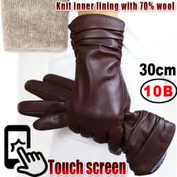 High-end Leather Sheepskin Gloves Women's Warm Knitted Flannel Lining Touch Screen Color Leather Gloves Driving Genuine New