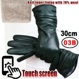 High-end Leather Sheepskin Gloves Women's Warm Knitted Flannel Lining Touch Screen Color Leather Gloves Driving Genuine New