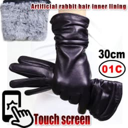High-end Leather Sheepskin Gloves Women's Warm Knitted Flannel Lining Touch Screen Color Leather Gloves Driving Genuine New