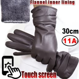 High-end Leather Sheepskin Gloves Women's Warm Knitted Flannel Lining Touch Screen Color Leather Gloves Driving Genuine New